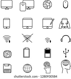 Technology icon set, outline style - Vector