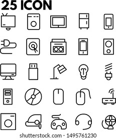 Technology icon set, outline style