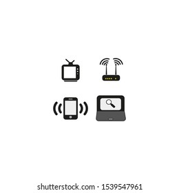 Technology icon set, outline style
