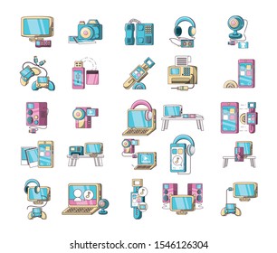 technology icon set pack, High Quality variety symbols Vector illustration