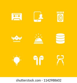 technology icon set. pliers, airplane and database vector icon for graphic design and web