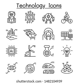 Technology icon set in thin line style