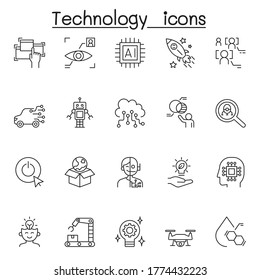 Technology icon set in thin line style