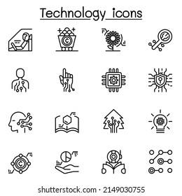 Technology icon set in thin line style