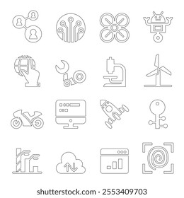 Technology icon set in thin line style