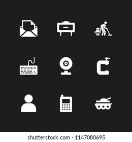 technology icon set. user, email and cellphone vector icon for graphic design and web