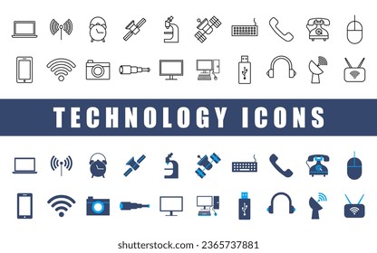 Technology icon set. Vector icon