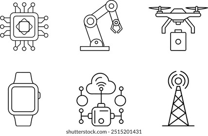 Technology Icon Set Vector Art And Illustration