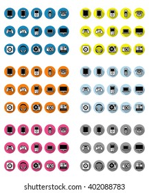 Technology icon set, vector design in color