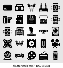 Technology icon set vector. pc, laptop, router and smartphone