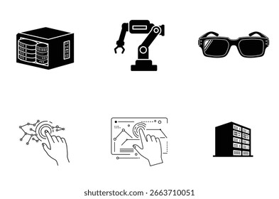Technologie-Symbol Satz Vektor Silhouette Illustration