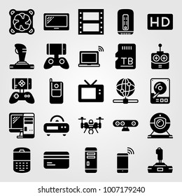 Technology icon set vector. web, cooler, laptop and television