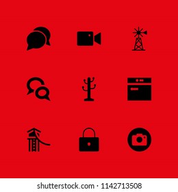 technology icon set. zip lane, rack and chat vector icon for graphic design and web