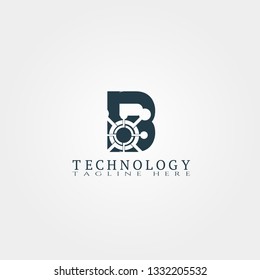 Technology icon template with B letter, Creative vector logo design,industrial emblem, illustration element