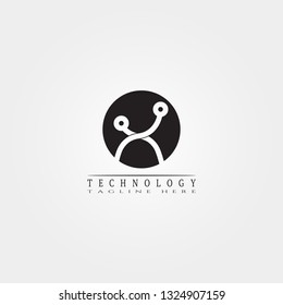 Technology icon template, creative vector logo design, connection, illustration elements.