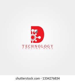 Technology icon template with D letter, Creative vector logo design,industrial emblem, illustration element