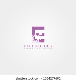 Technology icon template with E letter, Creative vector logo design,industrial emblem, illustration element