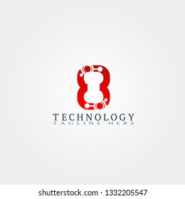 Technology icon template with number eight, creative vector logo design, industry symbol, illustration element
