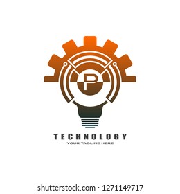 Technology icon template ,simple letter symbol vector logo for business corporate ,elements, illustration