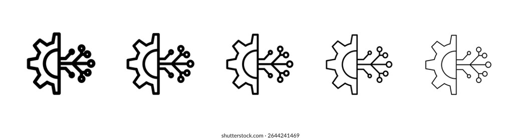 Conjunto de marcas de logotipo de contorno delgado de icono de tecnología
