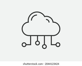 Technology icon vector cloud computing connection. Big data global server. Line design network information symbol for computer or mobile phone.