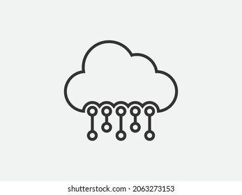 Technology icon vector cloud computing connection. Big data global server. Line design network information symbol for computer or mobile phone.