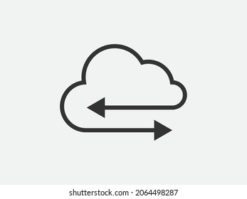 Technology icon vector cloud computing connection. Big data global server. Line design network information symbol for computer or mobile phone.