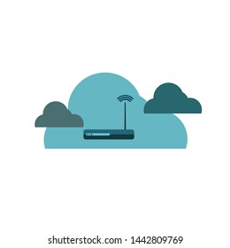 technology icon vector concept, router in clouds design illustration, sign and symbol, flat design.