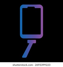 Tecnologia ícone vetor gradiente smartphone no selfie stick ícone contra um plano de fundo preto vista