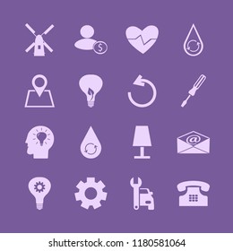 technology icon. technology vector icons set mail, reload arrow, bulb leaf and gear