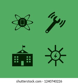 technology icon. technology vector icons set phone technology, diagnostycs wrench, solar energy and university campus
