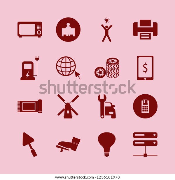 technology icon. technology\
vector icons set teacher, happy man bulb, microwave and car\
charger