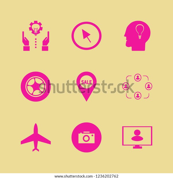 technology icon. technology vector icons set\
people, plane, person monitor and\
cursor