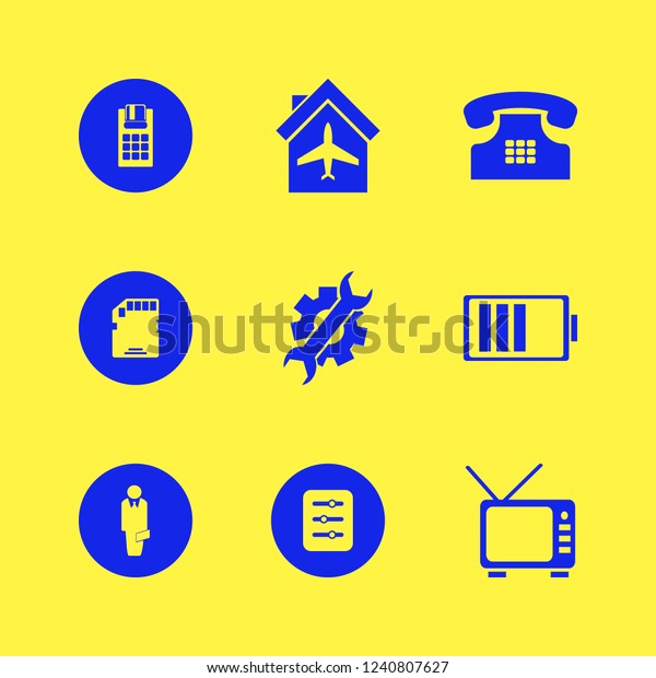 technology icon. technology vector icons
set home phone, plane hangar, filter and memory
card