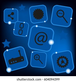 Technology icon vector illustration on the blue background. Vector illustration