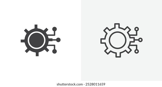 Technology icon vector icon set in black and white color.