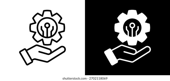 Icono de Tecnología blanco negro Ilustración vectorial