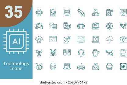 Technology Icons: AI, Gadgets, and Digital Concepts