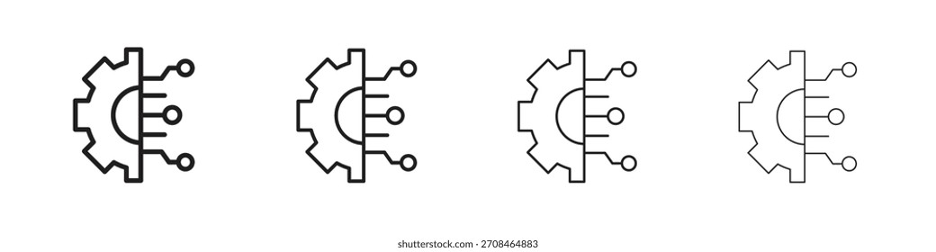 Technology icons in black simple line elements.