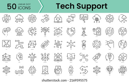 technology Icons bundle. Linear dot style Icons. Vector illustration
