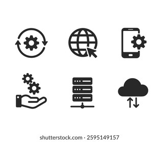 Technology Icons Collection Simple flat vector icons stock illustration. Flat icon collection.