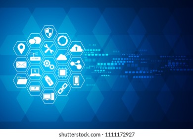 Technology icons concept , hexagon integrated and background