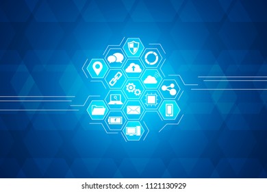 Technology icons concept , hexagon integrated and background