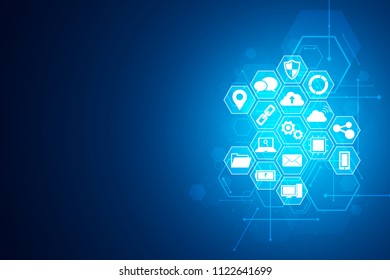 Technology icons concept , hexagon integrated