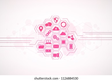 Technology icons concept , hexagon integrated