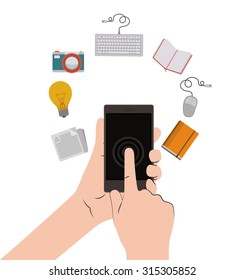 Technology  icons design with human hands, vector illustration eps 10