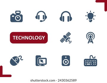Technology Icons. Electronics, Devices, Gadgets, Computer, Wireless, Headphones Icon. Professional, pixel perfect vector icon set.