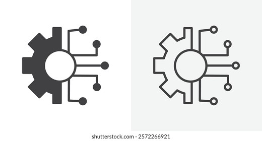 Technology icons. flat and line style set