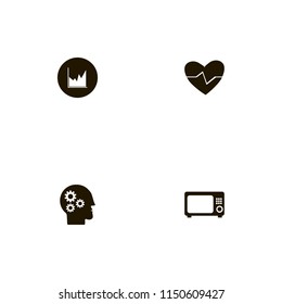 technology icons. gear head, heartbeat, microwave and graph vector icons set