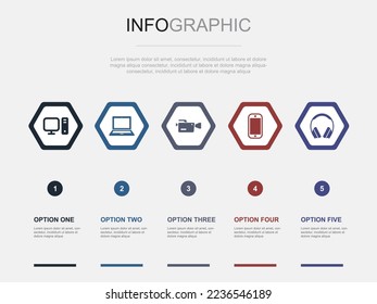 technology icons Infographic design template. Creative concept with 5 options